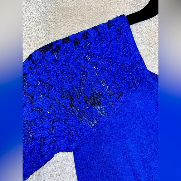 Lace Long Sleeve Blue Mini Dress - Picture 3 of 3